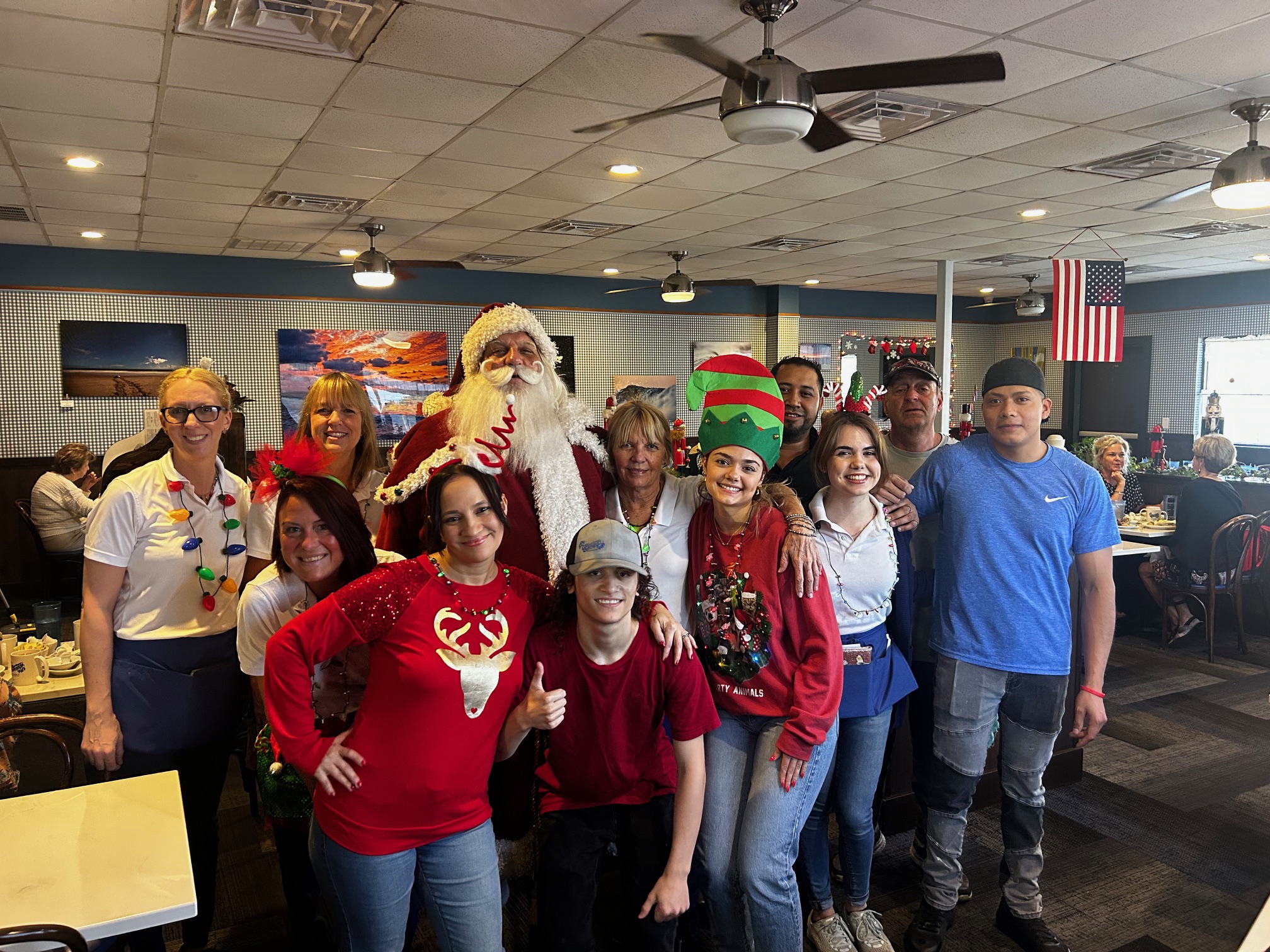 Holiday Santa Claus visits Blueberry Muffin Restaurant in Indiatlantic 2025