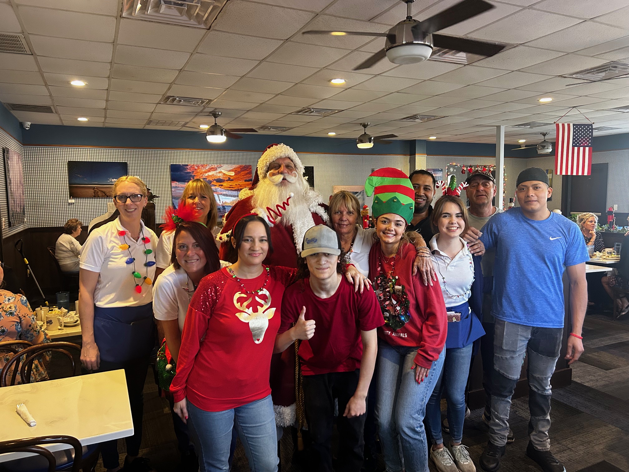 Holiday Santa Claus visits Blueberry Muffin Restaurant in Indiatlantic 2025